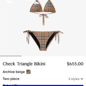 Burberry Beige and Black Check Bikini